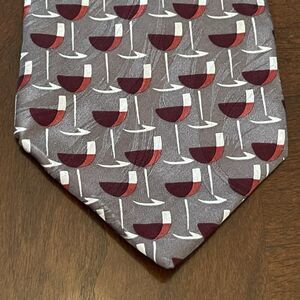 Vintage 1996 Rm Style Wine Glasses 100% Silk Men’s Neck Tie